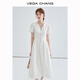 Vega Chang Temperament Kleid für Frauen Sommer 2025 Neues lässiges Festkörper -Farb -Taille -Schlampe und eleganter weißer langer Rock Klavier weiß M.