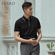 SKARO【含桑蚕丝 可机洗】商务POLO衫男士翻领休闲短袖T恤夏 黑色SKP671 L （=衬衫41码）