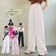 Pitt Pitt girls wide-leg pants summer ice silk work pants 2025 new children's pants summer thin girls summer trousers 15029 pink + 9889 white [set] 150 cm
