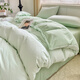Yalu Home Textiles Four-piece set of pure cotton naked sleeping 100 cotton sheets and quilt cover cover single and double 1.5m 1.8 meters bedding Algae green + moonlight green 2.2*2.4m quilt cover [quilt cover single piece]