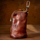 Slow time retro hand-rubbed genuine leather key bag for men and women, multifunctional first-layer cowhide key bag, waist hanging car lock bag, light brown