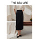 
THE SEA LIFE Ou Hai Yisheng New Chinese style high-waisted skirt for women 24 summer waist-hugging high-end black folding skirt Y16866 Black Mage S