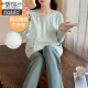 El pijama modal con almohadilla en el pecho para mujeres, primavera y otoño de algodón de manga larga de cuatro estaciones contra la exposición se puede usar fuera de ropa para el hogar.