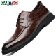 
CARTELO British hand-grabbing head layer cowhide men's shoes business casual men's leather shoes color wedding shoes 9735 brown 42