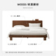 
Original solid wood bed bedroom double bed 1.5m x 2m small apartment oak walnut color high body + 10CM mattress L701G