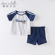 
David BELLA (DAVE/BELLA) summer suit boys suit girls clothes children's clothing infant summer baby cartoon casual short sleeve two-piece set blue and white striped DBM14108 100cm (4Y (recommended height 90-100cm))