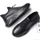 GENAI New Genuine Leather Sports Shoes Men's Casual Shoes Casual Leather Shoes Men's Business Shoes Heightening Shoes Trendy Shoes Men's Shoes Black Genuine Leather + Elastic Mouth Four Seasons Trendy Shoes 40 (250mm)