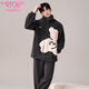 Modal autumn and winter coral velvet couple pajamas for women Korean style cute zipper cardigan home clothes men's simple casual suit CY9903 women M women