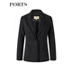 PORTS Women's Spring and Summer Women's Long Sleeve Long Jacket LM8J025MFF064 Black Stripes S (4)