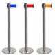 Barrier rod isolation cordon warning column isolation belt telescopic belt stainless steel railing queue guardrail fence 3 meters line brilliant silver [Double upgrade - more durable]