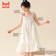 
Cat men women's pajamas nightgown women summer pure cotton French suspenders sweet sexy loose slim home clothes beige L