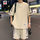 Aemape Casual Sports-Anzug Herren Sommer Neues lose Eisseide Kurzärärmelte T-Shirt-Herrenshorts gepaart mit gutaussehendem Set FKS653 Weißer Anzug M ca.