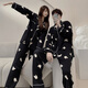 Bo Na Ling couple pajamas for one man and one woman, spring and summer cardigan, long-sleeved trousers, casual men's pajamas, women can wear outside home clothes set, puppy print pajamas, men's XL