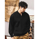 Zeken American retro heavyweight velvet sweatshirt men's trendy Henry collar half cardigan jacket men's autumn and winter casual long-sleeved black XL (weight 145-160Jin Jin equals 0.5 kg)