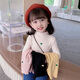 G.duck girls thin knitted bottoming shirt spring and autumn 2025 new children's sweater autumn long-sleeved T-shirt baby tops lotus root pink 90 cm