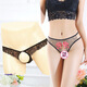 Trousers sexy underwear sexy and passionate transparent hole couple flirting thong men's hot embroidered T-pants women black black