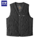 ROMON men's V-neck white duck down vest vest in autumn and winter daddy's outfit warm sleeveless vest top men's jacket 9904 black 170/M