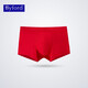 BYFORD Men's Boxer Underwear Comfortable EUC Cotton Stretch Boxer Mid-waist Men's Pants Shorts Red Gift MW718/719 MW718 Red 1 M