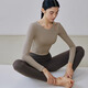Gigt Jiji sports long-sleeved T-shirt yoga wear women's Pilates with chest pad running sports fitness top Khaki L size