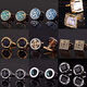 Teqima Manschettenknöpfe Männer Französisch Hemd Manschettenknöpfe Ärmeln Nägel Herrenmanschetten Business French Button Herren Frauen High-End-Geschenkbox Gold Burgundy Plaid Granatapfel Red Diamond Manschettenknöpfe [Geschenkboxpackung