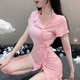 Feimu Girl Sexy traje de juego interpretando el uniforme femenino tentando la perspectiva de hendidura delgada Mujeres 7027 Set blanco de 3 piezas de tamaño blanco con hat-dress-t