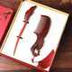Meng Junchen red sandalwood comb handmade jade rabbit comb hairpin set for wife, girlfriend, mother's birthday, Valentine's Day gift, peach blossom gift box set