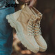 Jeep Jeep Martin Boots Men Summer High Top British Style Retro Boots Men Outdoor Anti-Slip Desert Fighting Workwear Boots Men Light Khaki [Standard Leather Shoe Size] 42