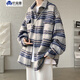 XUANSENTU (XUANSENTU) striped woolen jacket men's spring and autumn style small fragrance style handsome trendy brand loose workwear plaid jacket autumn CT22 khaki cotton thickened XL (180) (145Jin Jin equals 0.5kg to 165Jin Jin equals 0.5kg can be worn)