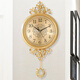 EVEMI European style wall clock living room home luxury atmospheric clock wall hanging decoration pure copper swing clock home large - automatic radio wave movement 20 inches or more