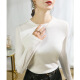Lishe Modal Cotton Top redondeando el cuello redondo Camiseta de terciopelo para mujeres en otoño 2025 Nueva camiseta de manga de cinco puntos para mujeres del color delgado de moca [J679] manga larga 3XL [135-145]