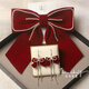 Aimophie Laohuang Cinjin Store Velvet Bow Headdress Bridal Earring Set Women's Wedding Engagement Reception Hair Accessories Simple and Atmospheric 3-Bow Hairpin + 4 Ear Hooks