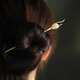 Mourou Chinese style magnolia hairpin simple modern white magnolia step shake hairpin ancient style Hanfu hairpin headdress golden branch jade hairpin A0901C