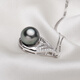 Fat Donglai same style Tahitian black pearl pendant single pearl short clavicle chain 925 silver round mother-of-pearl 12mm-13mm