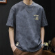 Romon Heavy Hole Sorted Men's Loose Lave Laving Brand Summer 2025 Camiseta de algodón puro de ropa para hombres Camiseta para hombres Dark Grey XL [Adecuado para 145-160Jin [Jin iguala 0.5 kg]]]