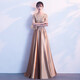Li Baixin gold evening dress women's new banquet temperament host choir performance clothing conductor clothing long skirt gold XXL