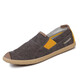 Changxiang Huili Herrenschuhe für Frühlings- und Herbst Sommer-Herren-Leinwand Casual Trendy und vielseitig atmungsaktive ein Fuß faule trendige Schuhe Altes Peking-Stoff hellbraun gelb (189) 42