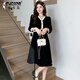 Woodpecker gras de grande taille Vêtements pour femmes printemps et automne Nouveau collier de parfum à la mode couvrant le ventre pour vous faire paraître mince robe à manches longues pour les femmes 1289 noire à manches courtes M recommandées 85-100jin [Jin est égal à 0,5 kg]