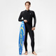YINGFA swimsuit men's one-piece long-sleeved trousers sun protection warm surfing wetsuit seaside outdoor working swimming jellyfish suit black/grey XL (170-175cm/60-70kg)