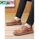 Kadile Crocodile Casual Leather Shoes Men's Genuine Leather Summer Breathable Beef Tendon Sole Wide Foot Men's Toe Layer Cowhide Thick Sole Men's Casual Shoes Black 15051 Genuine Leather Four Seasons Shoes 38
