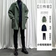 安初夏中长款夹克外套男士休闲套装春秋季痞帅气搭配修身衣服男装三件套 1591绿色外套 XL