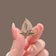 LEMIAO small sailing boat brooch, male and female temperament badge, smooth sailing pin, anti-exposure buckle, suit corsage, accessories, Chinese Valentine's Day gift, smooth sailing brooch A16-110