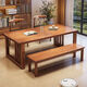 Yiyao nueva mesa de comedor y silla de estilo chino Combinación Sala de estar simple Mesa de comedor de plato grande Tabla de lectura de trabajo Integrado CR9901# Nuez Tabla individual 180x80x75cm