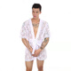 Boys Men's Sexy Nightgown Super Sexy Lace Transparent Thong Bathrobe Lounge Suit 2XL Black