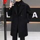Pierre Cardin Spring and Autumn Windbreaker Men's Mid-Length Trendy Loose Casual Double-breasted Suit Collar British Style Woolen Coat Jacket Coffee Selected Woolen Fabric 2XL 135-150Jin Jin is equal to about 0.5 kg
