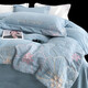 Mercury series home textiles high-end A-class milk velvet embroidered bed four-piece set winter thickened baby velvet cover bed linen bedding 4 winter thickened milk velvet-Qilly-Fanxinglan 2.0-meter bed sheet four-piece set-quilt cover 220x240
