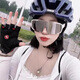 熊猫莎莎骑行公路自行车太阳眼镜登山跑步防紫外线男女墨镜-白框银片
