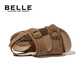 Belle children's shoes, girls' beach shoes, summer new open-toe boys' sandals, children's Birkenstock shoes, medium and large children's casual shoes, Gravel Camel 27, foot length 16.2-16.7cm