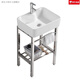 Broad House Small Apartment Simple Wash Basin Set Floor-Sanding Ceramic Wash Basin Bathroal Wash Basin Piscine Balcon de support extérieur Modèle 4837 (Basin + Rack + Robinet)