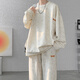 Phelos High-End schwere Krawatten-Dye-Sweatshirt-Anzug für Boys Casual Sports Joggshose Herumn Trendy Marke Großgröße Lose zweiteiler Set TZ761 Black 5XL (210-230jin [Jin Equals Equals Equals]))