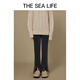 THE SEA LIFE打包下架 棉系牛仔裤女冬开衩设计高腰休闲裤E3519 黑法师 S